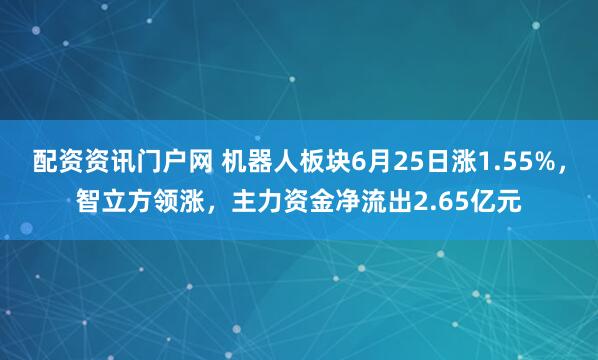 配资资讯门户网 机器人板块6月25日涨1.55%，智立方领涨，主力资金净流出2.65亿元
